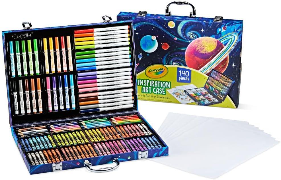 Crayola Inspiration Art Case Space Coloring Set (140pcs), Essential Easter Basket Stuffers, Art Kit for Kids, Crayons, Markers, Pencils, Easter Gifts for Kids, Ages 5+