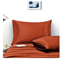 Ersmak Satin Pillowcase Queen Set of 2, 20" x 30" Ultra Soft & Silky Satin Pillow Cases for Hair and Skin, Wrinkle Fade Resistant Pillow Covers with Envelope Closure (Rust Orange)