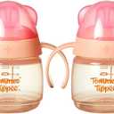 Tommee Tippee Transition Baby Sippy Cup With Spout, Ages 4 Months and Up, 5 oz, Leak-Proof Silicone Spout, Easy Grip Handles, Blue, Pack of 2
