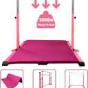 Gymnastics Kip Bar for Home Indoor Training,Horizontal Bar for Kids Girls Junior,Adjustable Arms from 3' - 5' Gym Equipment,1-4 Levels,300lbs Weight Capacity (LIGHTPINK)