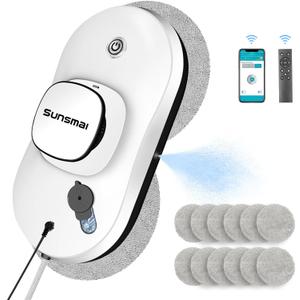 Window Cleaner Robot, Smart Window Cleaner with Automatic Water Spray, Remote Control Robot Washer for Windows/Tiles/Glass Door (SWLR0001) (White)