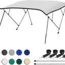 Naviskin White 3 Bow 6'L x 46" H x 54"-60" W Bimini Top Cover Includes Mounting Hardwares, Storage Boot with 1 Inch Aluminum Frame