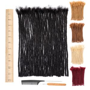DAIXI 0.6cm and 0.2cm 0.4cm 0.8cm Options 10 Inch 40 Strands 100% Real Human Hair Dreadlock Extensions for Man/Women Handmade Permanent Loc Extensions Bundles Can Be Dyed Bleached Curled Twisted