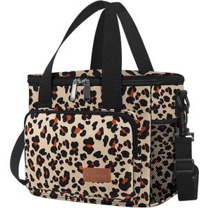 Femuar Lunch Bags for Women/Men, Insulated Lunch Bag for Work Office Picnic - Lunch Cooler Bag Leakproof Lunch Box with Adjustable Shoulder Strap - Leopard Print