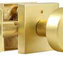 coolnews Gold Door Knobs Interior, Privacy Door Knob with Lock, Heavy Duty Square Modern Door Handle for Bedroom Bathroom, Satin Brass