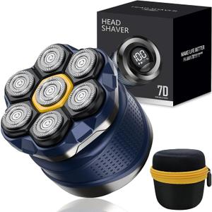 Phisco Head Shavers for Bald Men: 7D Floating Electric Razor with Travel Case - IPX7 Waterproof Head Shaver Wet/Dry Shave, Magnetic Detachable Blades,Type-C Fast Charging, Father's Day Ideas