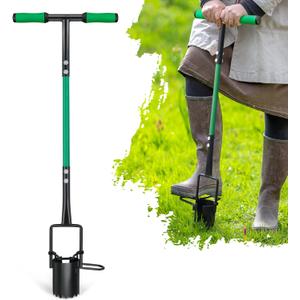5-in-1 Lawn Plug Garden Tool, Updated Bulb Planter Long Handle for Digging, Weeding, Soil Sampler, Transplanting, Sod Plugger with for Digging Holes to Plant Tulips, Iris, Daffodils