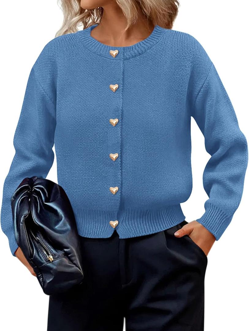 PRETTYGARDEN Cardigan for Women 2026 Fall Fashion Long Sleeve Trendy Button Down Work Office Sweaters Cute Winter Jacket (M)