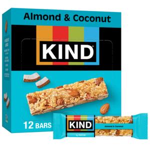 2 x KIND Healthy Snacks Bars, Almond & Coconut, Gluten Free, Low Sodium Snacks, 4g Protein, 12 Count (EXP 05/08/27)