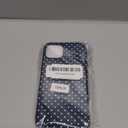Case for iPhone 15 Plus/14 Plus, Glossy Hybrid 2-Layer Hard Shell, Aesthetic Scratch Resistant Cover, Navy Blue Polka Dot