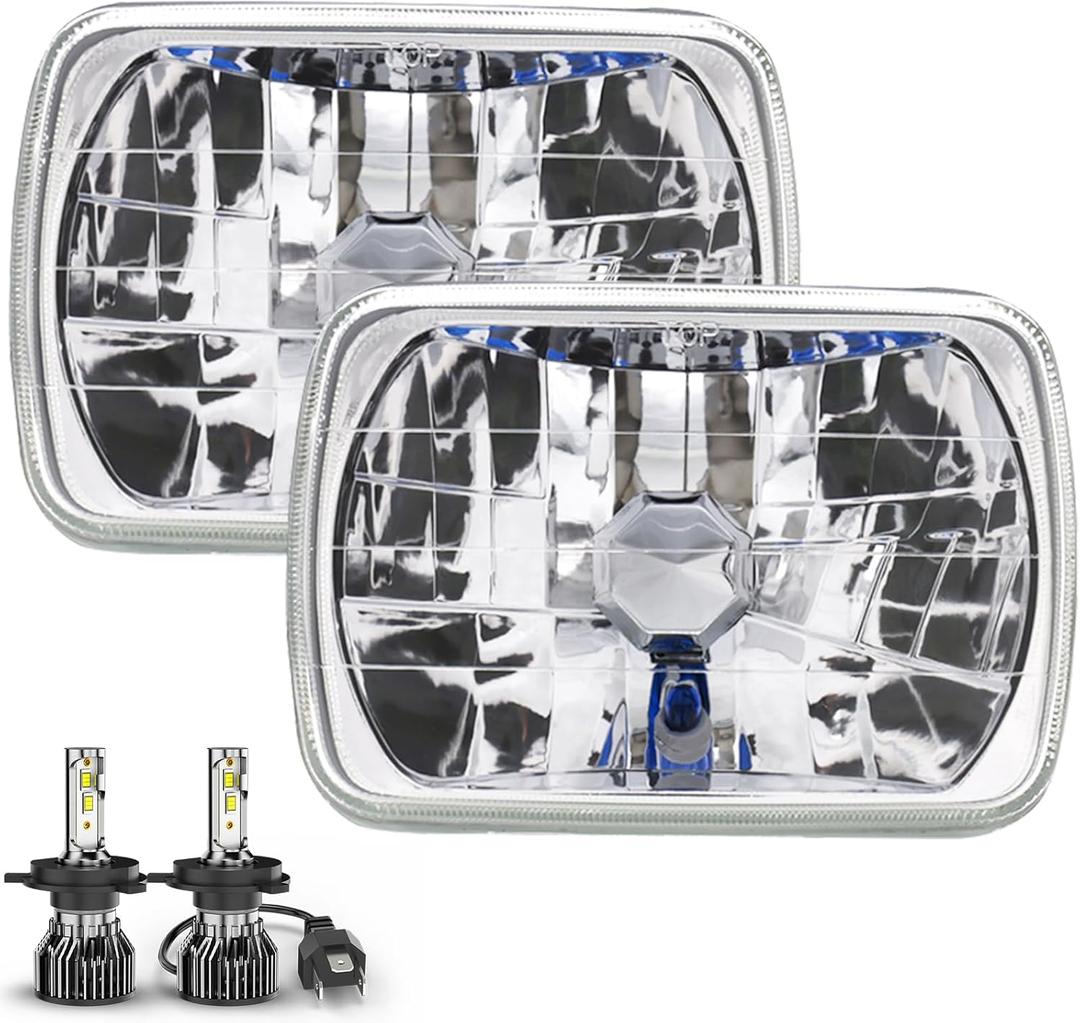 H6054 5x7 7x6 Headlights Assembly for Off-road Compatible with Jeep Wrangler YJ 1986 1987 1988 1989 1990 1991 1992 1993 1994 1995 Cherokee XJ, DOT Approved Headlamp High Low Beam, 6000K White