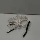 Ldabrye Rhinestones Masquerade Half Face Halloween Costume Accessories for Men Women Masquerade Halloween Cosplay (Silver)