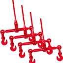 3/8"  1/2" Ratchet Binders 9,215 LBS Secure Working Load, G70 Hooks and Adjustable Length, for Grade 70-80 Chains, Tie Down, Hauling, Towing, 4-Pack, Red