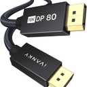 IVANKY 80Gbps DisplayPort Cable 2.1, DP Cable 16K Display Port Cord Compatible FreeSync Gaming Monitor 5090 7900XTX, 10FT (Black)