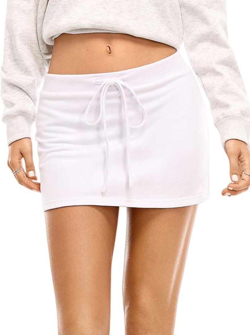 Danysu Stretchy Mini Skorts Low Waist Skirt with Shorts Side Slit 2026 Sports Daily Going Out Outfits, Size XS