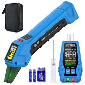 Circuit Breaker Finder, Digital Breaker Finder with GFCI Outlet Tester, AC 90-135V Electrical Circuit Tracer with Buzzer Alarm & Color LCD Display, Includes Batteries & Carrying Case