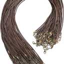100 Pcs 18" 1.5mm Brown Waxed Cord Necklace String Bracelet Faux Leather Chain Clasp Bulk for Jewelry Making Supplies Accessories(Brown)