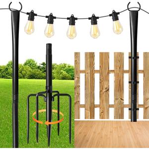 2 Pack 10FT Lighting Hanging Pole for Outside, Waterproof Hardened Metal Outdoor String Light Poles for Patio, Garden, Bistro, Wedding, Parties