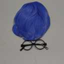 Half and Half Blue Emotion Wig + Glasses + Wig Cap Short Blue Wig Vibrant Blue Side Part Wigs for Halloween Party Costumes