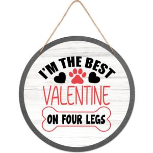 Valentines Day Door Decorations, Valentine Sign for Front Door Indoor Outdoor Porch Wall Decor, Valentine's Day Hanger for Cat Dog Lovers Party Decoration - B07