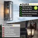 4 Pack 18inch Outdoor Wall Light Fixtures,Exterior Waterproof Lanterns,Porch Sconces Wall Mounted Lighting with E26 Sockets & Glass Shades,Modern Matte Black Wall Lamps for Patio Front Door Entryway