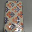 Navy Blue Orange Floral Block Print Pillow Covers 18x18 Inch Set of 2, Fall Vintage Flower Pattern Decorative Throw Pillowcases Outdoor Farmhouse Cushion Covers Seasonal Rustic Sofa Couch Bed Decor