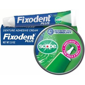 3 x Fixodent Plus Scope Precision Hold & Seal Adhesive Cream, 2 oz (Packaging May Vary)