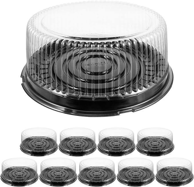 Hemoton 10 Pcs Plastic Cake Containers with Lids, Disposable Cake Containers 9.6 Inch Cake Carries for Transport,Clear Cake Container Dome and Base Carry & Display Storage Box