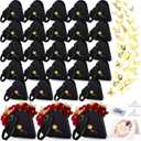 Fullhawl 24 Sets Heart Flower Boxes for Mother's Day, Bouquet Flower Arrangement Gift Boxes with Gold Butterflies Pins and Cards, Floral Gift Packaging for Mom Florist Bouquet DIY(Black)