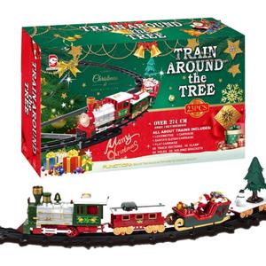 Christmas Tree Train Set with Light & Sound Hanging Christmas Train Set with Locomotive Carriage Sleigh and Tracks for Kids Gifts Tree .-