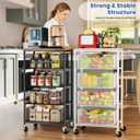 Goovilla Kitchen Cart with Drawers, 4 Tier Metal Rolling Utility Cart Organizer on Lockable Wheels with Wooden Top, White Fruit Vegetable Storage Rack Also for Cans, Snack, Craft, Art, Office, Beauty