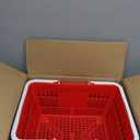 VEVOR Shopping Baskets, 12 PCS, 21L Stackable PE Plastic Grocery Baskets with Handles, Dense Mesh Structure, Holds up to 20 lbs, Portable for Grocery, Retail, Stores, Supermarket, Home Use, Red