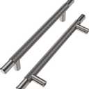 Alzassbg 10 Pack Black Nickel Cabinet Pulls, 5 Inch(128mm) Hole Centers Knurled Cabinet Handles T Bar Kitchen Pulls for Drawer and Cabinets AL3015AS
