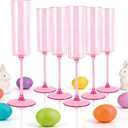 YOUBET 24 Pack Pink Plastic Champagne Flutes - 6 Oz Clear Pink Champagne Glasses - Square Plastic Toasting Glasses for Party Birthday Anniversary Wedding Easter Mothers Day