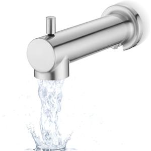 Slip on Extra Long Tub Spout with Diverter Universal Tub Diverter Spout for 1/2" Copper Water Pipe, Brushed Nickel