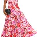BTFBM Women Summer Dresses Casual Sleeveless Maxi Dresses Cute Floral Long Dress Wedding Guest Dress (Pink, M)