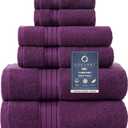 COZYART Purple Bath Towel Set for Bathroom Soft Absorbent Durable 650 GSM Turkish Cotton Towel Sets of 6, 2 Large Bath Towels, 2 Hand Towels, 2 Washclothes (Honey Flower Purple)