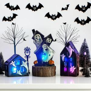 15 Pcs Lighted Ceramic Halloween Village Accessories Set Spooky Houses Miniatures Include 3 LED Ceramic Halloween Haunted Houses 2 Birch Tree 8 Pine Tree and 2 Streetlamps Tabletop Ornament for Table 15 Pcs Lighted Ceramic Halloween Village Accessories Set Spooky Houses Miniatures Include 3 LED Ceramic Halloween Haunted Houses 2 Birch Tree 8 Pine Tree and 2 Streetlamps Tabletop Ornament for Table