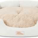 Town & Country Everyday CuddleTown Faux Linen Comfy Cozy Cuddler Pet Bed, Supportive & Calming, Non-Slip Bottom, Machine Washable Cover, Cream, XS 20"x14"x6" (Extra Small)