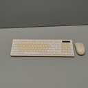 Wireless Keyboard and Mouse Combo, Full-Sized Wireless Keyboard and Adjustable DPI Mouse, 2.4GHz USB Receiver, Keyboard and Mouse for PC, Windows, Desktop, Laptop (Latte Color)