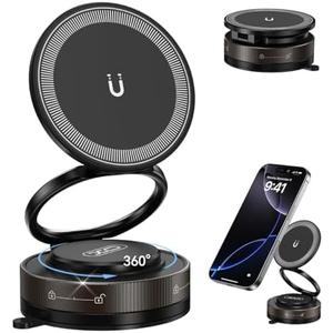 Nano Gel Car Phone Holder, 360°Rotation Adjustable Magnetic Cellphone Mount Foldable Car Phone Stand Strong Suction Phone Holders for Car/Makeup/Gym/Mirror,Fit for All Magsafe Smartphones