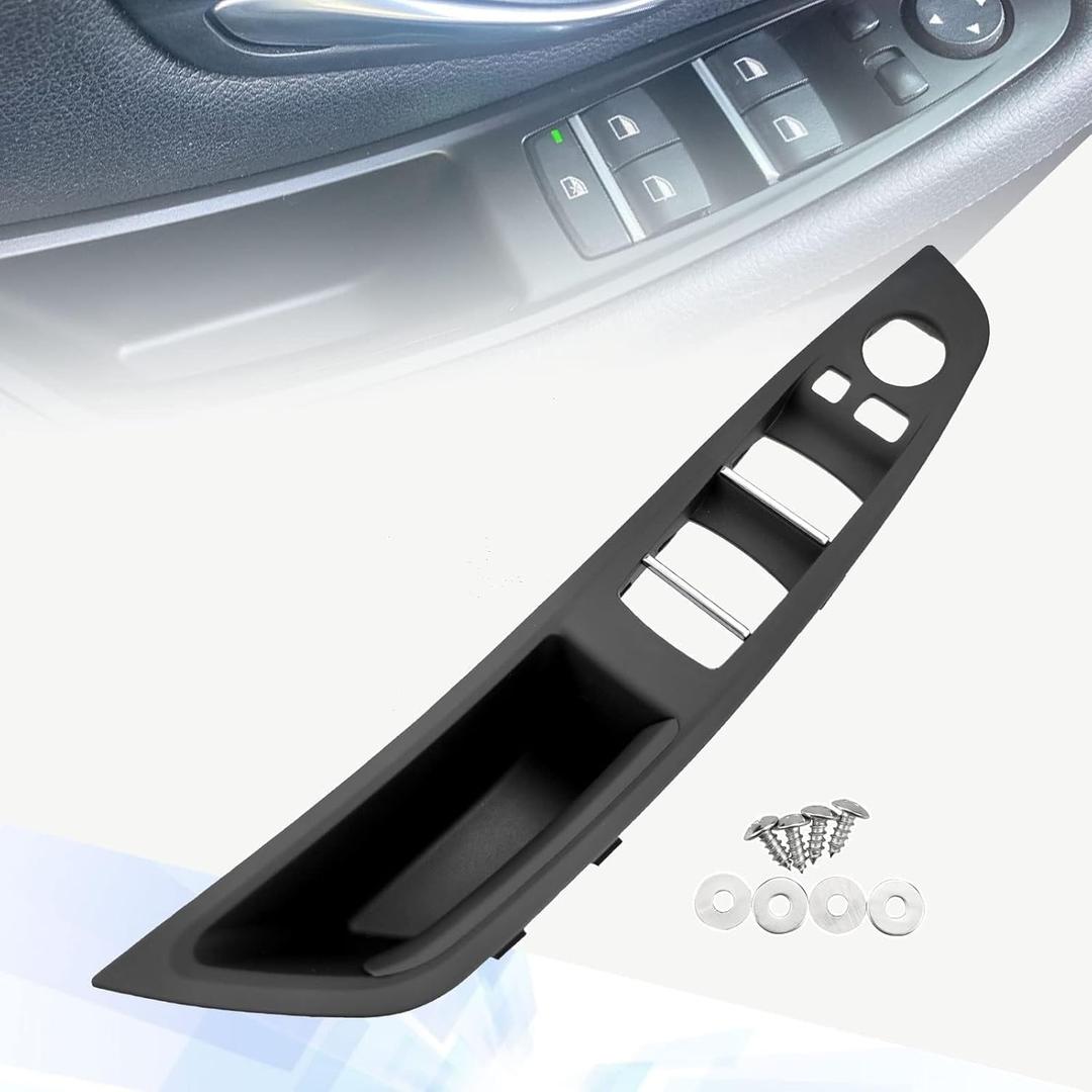 Driver Side Door Handle Cover Compatible with BMW 5 Series 520 523 525 528 530 F10/F11/F18 2010-2016, Window Switch Armrest Panel Black