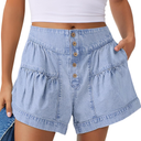 ANRABESS Women's Denim Shorts Summer Baggy High Waisted Flowy Wide Leg Buttons Pleated Casual Jean Shorts 2025 Fashion Skorts M