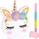 WERNNSAI Unicorn Piata - Unicorn Party Supplies Piata with Stick and Blindfold for Girls Kids Birthday Party Game Anniversary Classroom Activities Unicorn Them Party Decorations(15.7'' x 12.2'')