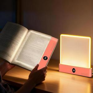 Pink Smart Led Reading Light, Book Light Treasure Box, Rechargeable Clear LED Flat Reading Light with 3 Colors & Timer, Doodleable Study Lamp, The Quiet Reader's Dream Lights