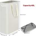 efluky Slim Laundry Basket, Narrow Laundry Hamper with Handles, Collapsible Dirty Clothes Hamper, Tall Laundry Bin for Laundry Room, Dorm and Bedroom, 12.7 Gallons(48L) Beige, without Lid