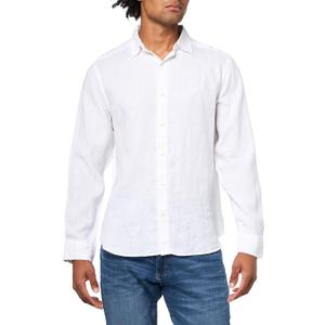 Nautica Mens Long Sleeve Solid Linen Button Up Shirt (Small, 1bw)