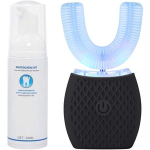 Automatic Toothbrush for Adults - Ultrasonic Electric Toothbrush with Soft Bristles U-Shape Waterproof Design 30s Timer Toothbrush, Wireless Charging Dual-Use for Travel & Home (Black)