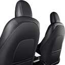 Tesla Leather Seat Back Kick Protector - Fit 2025 2024 2023 2022 2021 2020 Model Y & Model 3, Backseat Kick Mats with Pocket for Kids, Waterproof Scratchproof Easy Clean (Set of 2, Black)