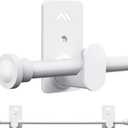 Curtain Rods No Drilling for Windows 30 to 90 Inches,5/8 Inch Diameter No Drill Curtain Rod Modern Finial with 3M Adhesive Brackets, White